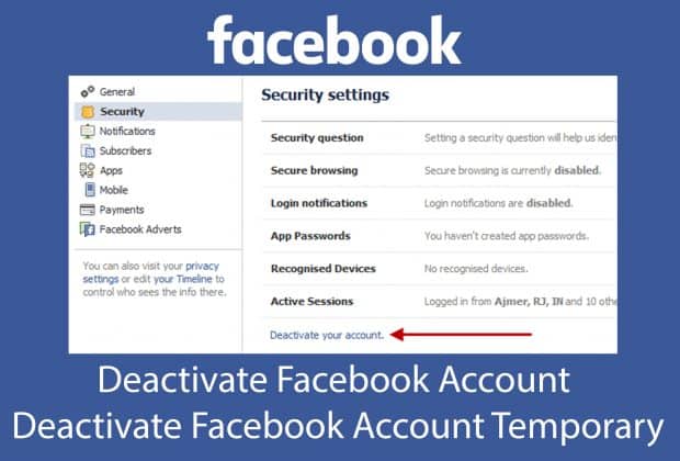 how to deactivate facebook account 2019