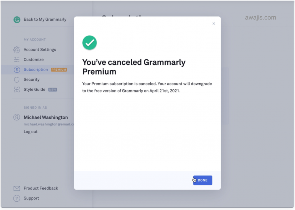 how to cancel grammarly